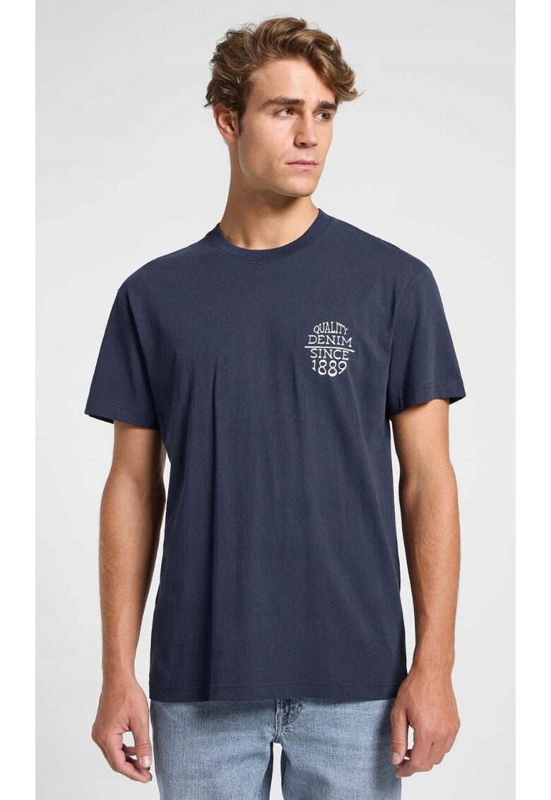Tricou barbati -  relaxat - albastru - bumbac