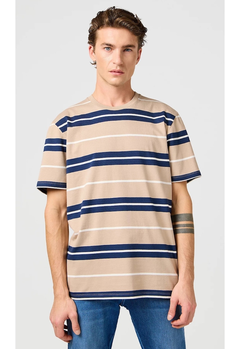 Tricou barbati  model STRIPE TEE - bej - bumbac - maneca scurta