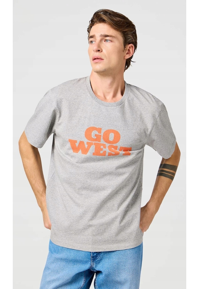 Tricou barbati -  GRAPHIC TEE - bumbac - gri - maneca scurta - regular fit