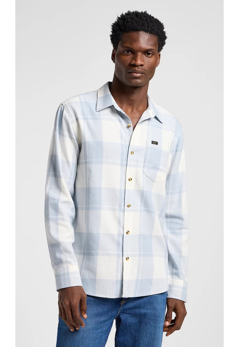 Camasa barbati -  Mercantile Shirt - croiala relaxata - carouri alb-albastru - 100% bumbac