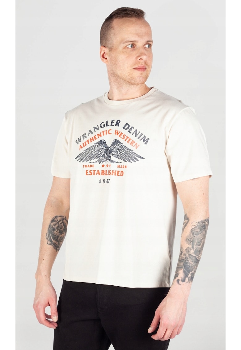 Tricou barbati  AMERICANA alb - bumbac - imprimeu - Alb