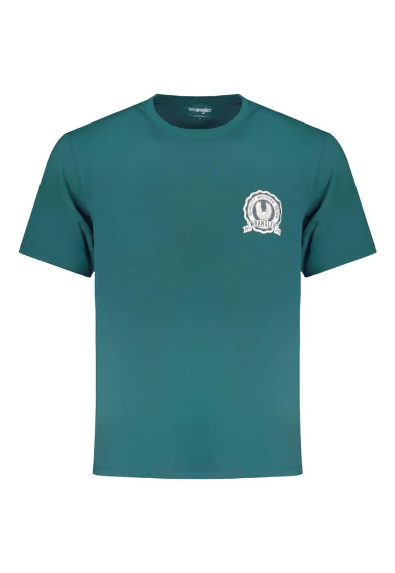 Tricou barbati cu logo si decolteu la baza gatului - Verde - Verde