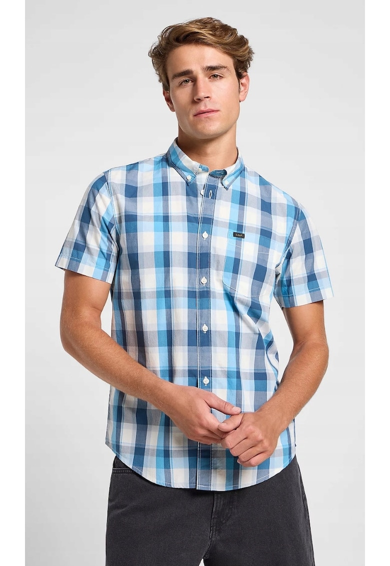 Camasa barbati -  Orion - bumbac - albastru - maneca scurta - regular fit