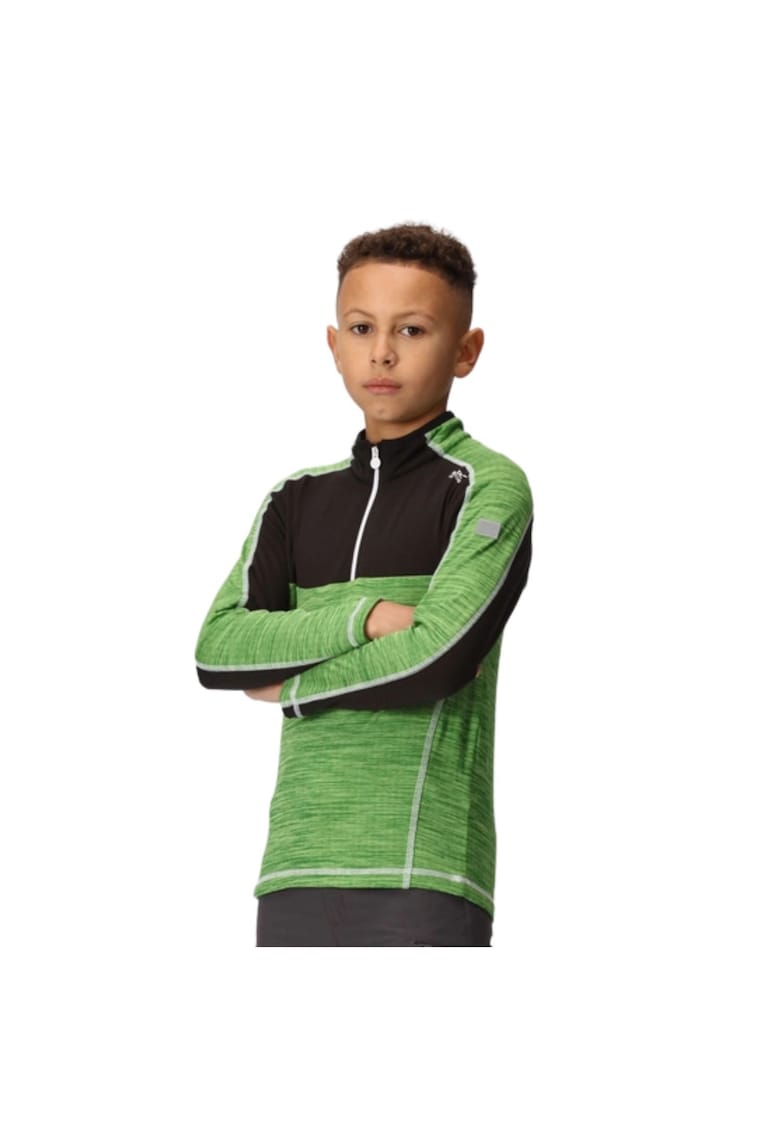 Bluza copii  Hewley - verde - respirabil - cu fermoar - maneca lunga - elastic