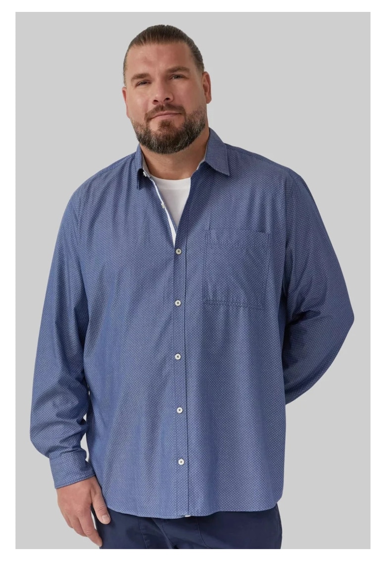 Big Sizes Camasa barbati big sizes - cu imprimeu cu buline si croiala Regular fit - Albastru inchis