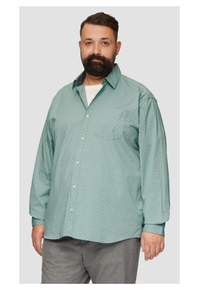 Camasa barbati big sizes - cu maneca lunga si imprimeu floral - Slim Fit - Verde deschis - Verde deschis