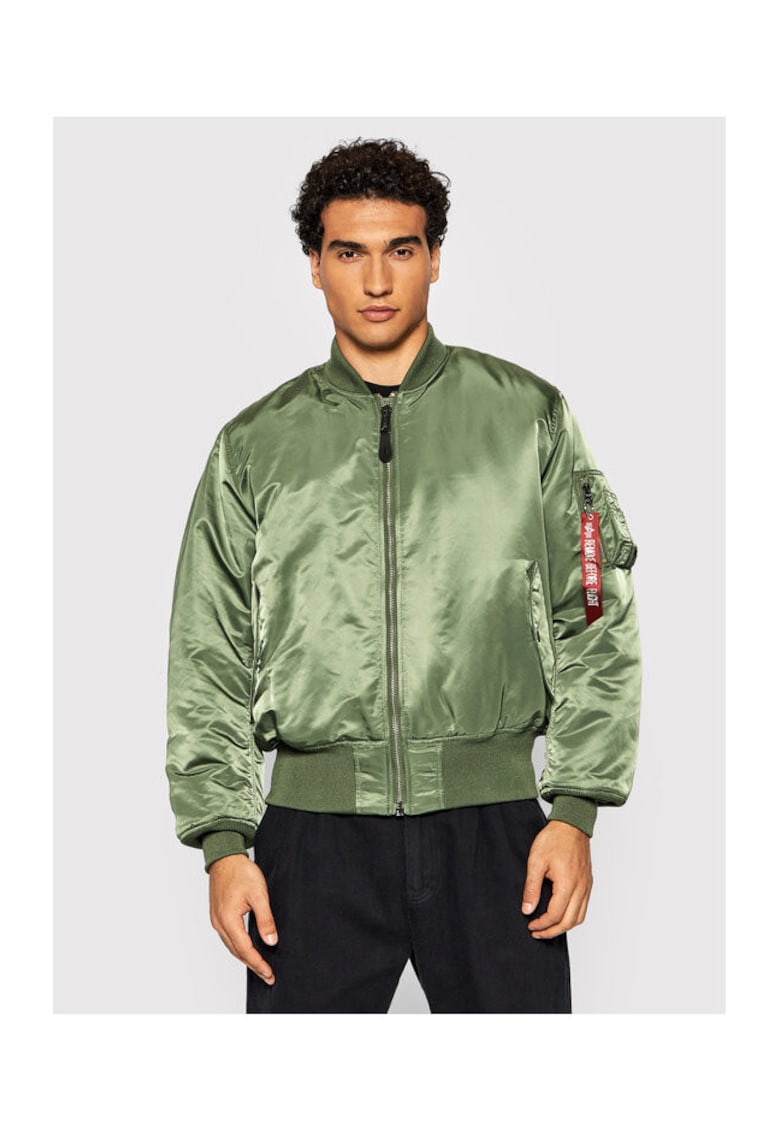 Jacheta Bomber barbati  portocalie si verde - material rezistent