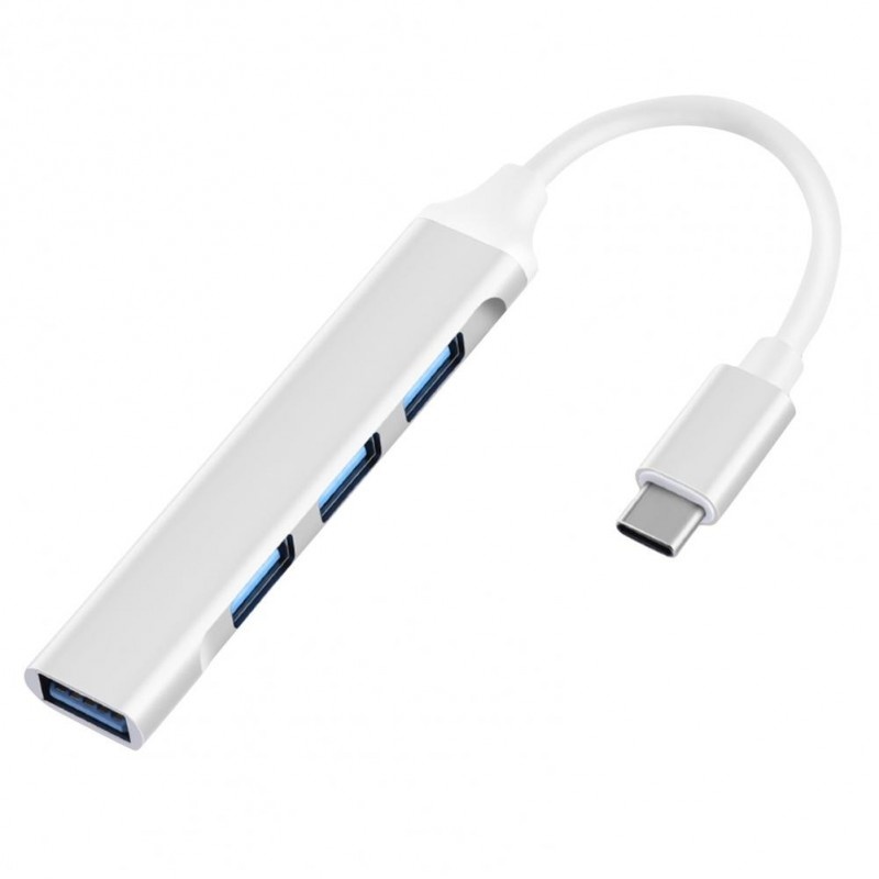 Oferte la USB HUB Techstar® Diviso, USB Type-C la 4 x USB 3.0, Aluminium, Compact, Usor, OTG, Argintiu
