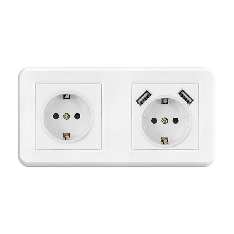 Oferte la Priza Techstar® PCU2, Dubla, 2 x USB, 2.1 A, Culoare Alb, Policarbonat, 16A