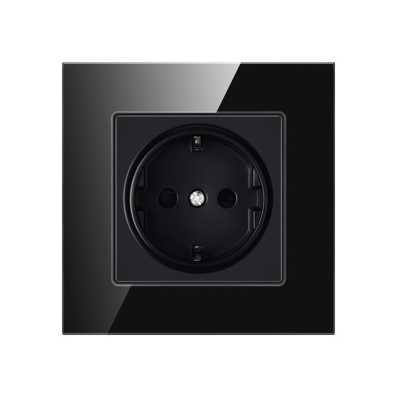 Oferte la Priza Techstar® Crystal TS1, Sticla Securizata, Simpla, Culoare Negru Onyx, 16A