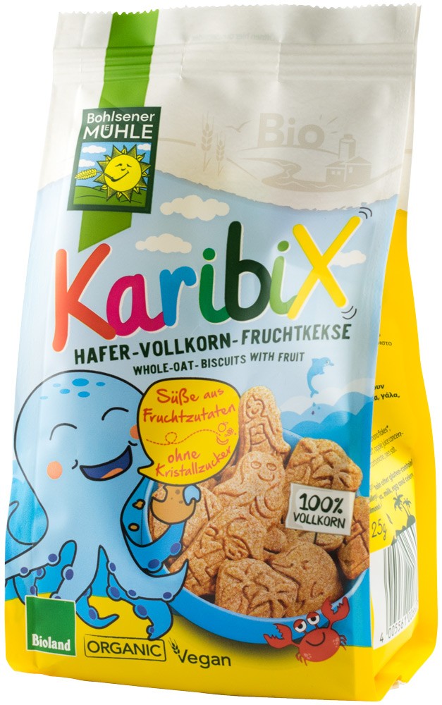 Oferte la Karibix Biscuiti bio din faina integrala de ovaz indulciti cu fructe, 125g Bohlsener Muhle
