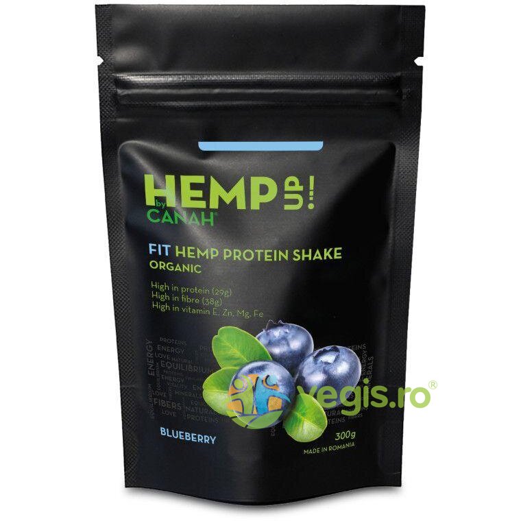 Oferte la FIT Shake Proteic de Canepa si Afine Hemp Up Ecologic/Bio 300g