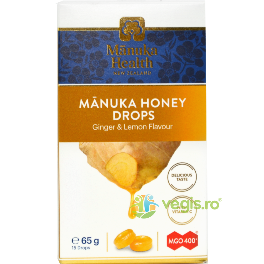 Oferte la Bomboane cu Miere de Manuka MGO™ 400+, Ghimbir si Lamaie 65g